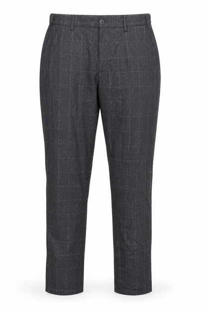 Front view of Massimo Dutti Men's Grey Check Jogger Trousers, size 34
