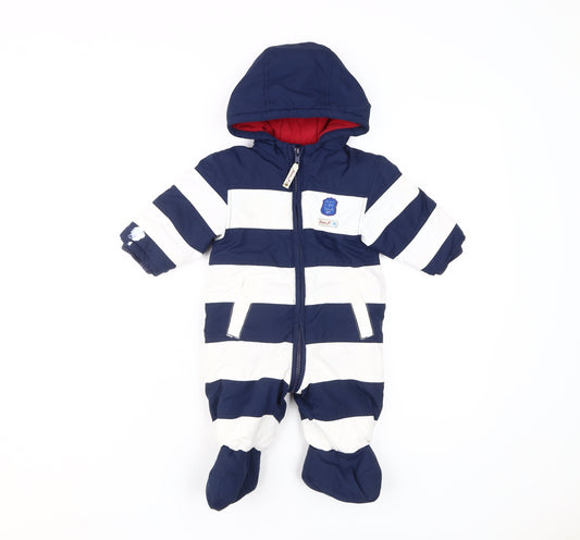 Jasper Conran Unisex Blue & White Striped Baby Snowsuit 3-6M