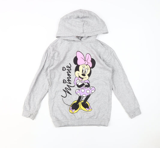 Disney Girls Grey Minnie Mouse Hoodie 9-10 Years Pullover