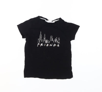 Additional front view of Friends girls’ black t-shirt 9-10 years, graphic logo top