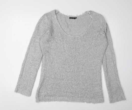 Brave Soul Women's Grey Relaxed Pullover Jumper