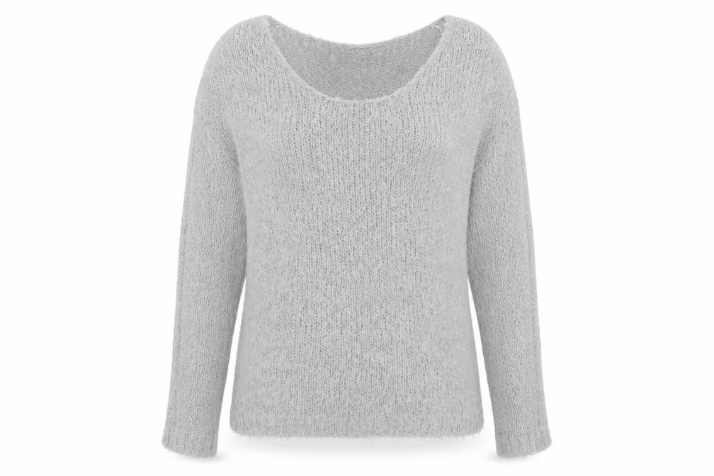 Brave Soul Women's Grey Relaxed Pullover Jumper