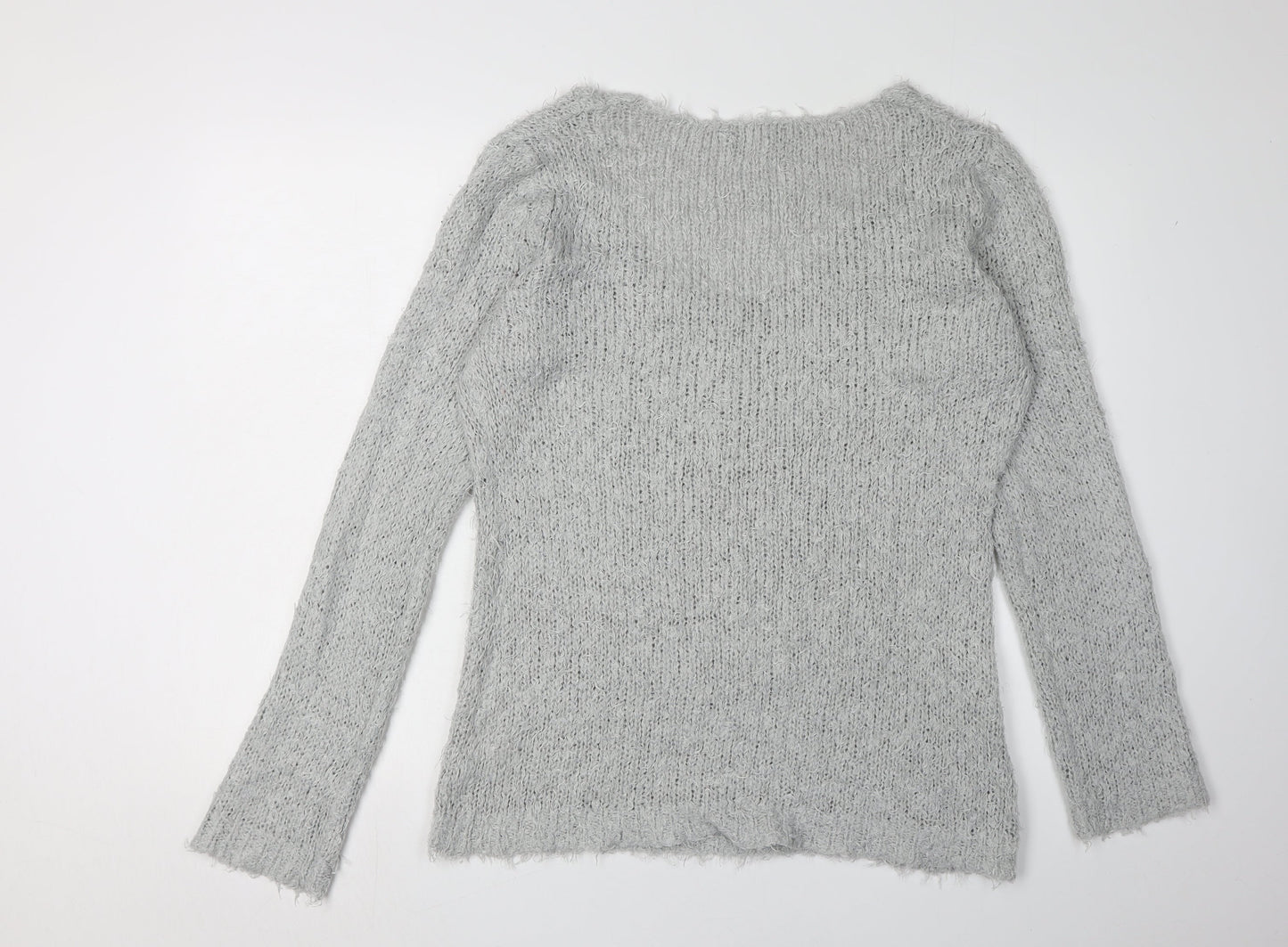 Brave Soul Women's Grey Relaxed Pullover Jumper