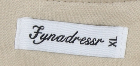 Fynadressr Women's Beige Long A-Line Flutter XL Dress