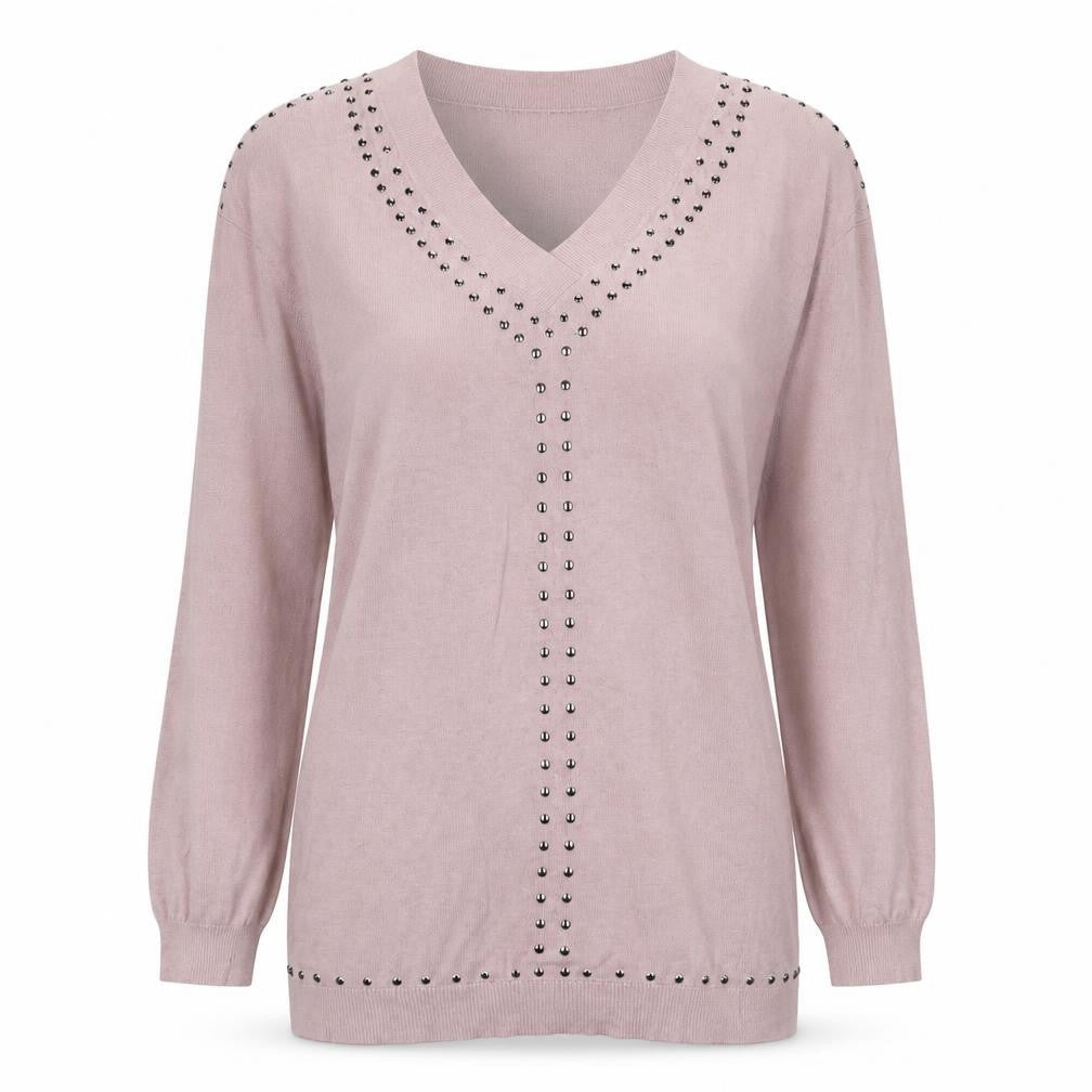 Next Women's Pink V-Neck Studded Pullover Jumper Size 12