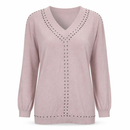 Next Women's Pink V-Neck Studded Pullover Jumper Size 12