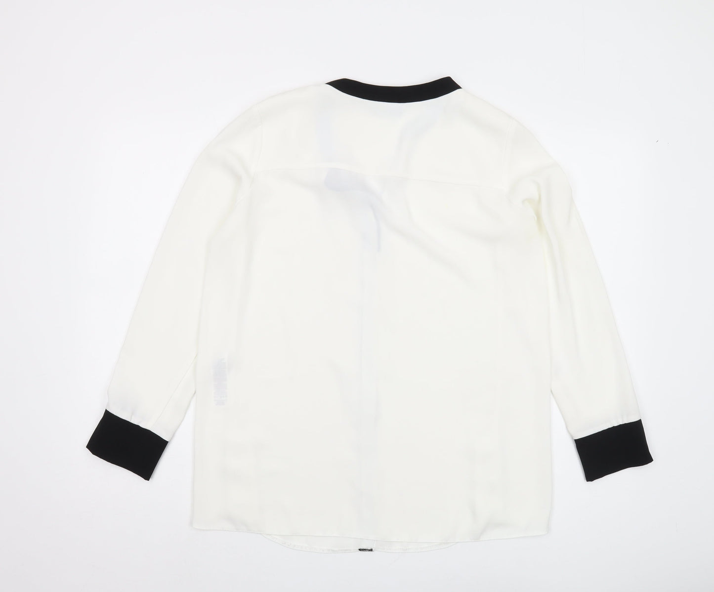 Wallis Women’s White Blouse, Contrast Trim, Size 10