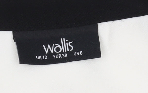 Wallis Women’s White Blouse, Contrast Trim, Size 10