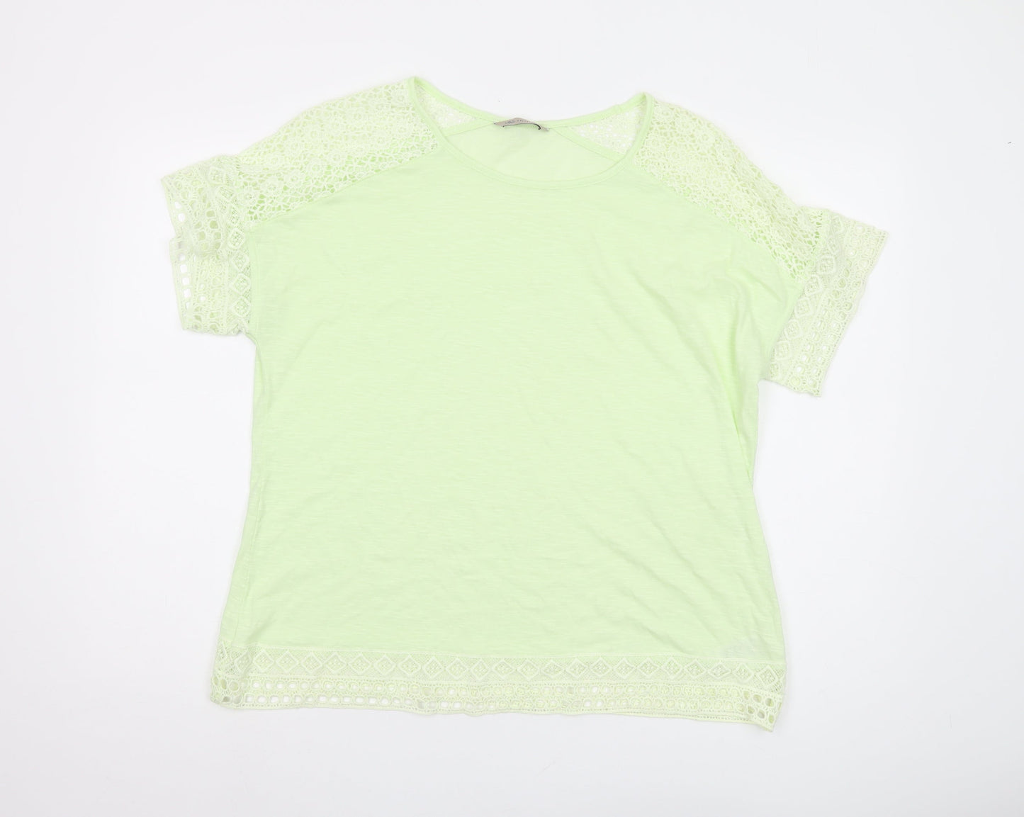 Marks and Spencer Green Crochet Accent T-Shirt, Size 18