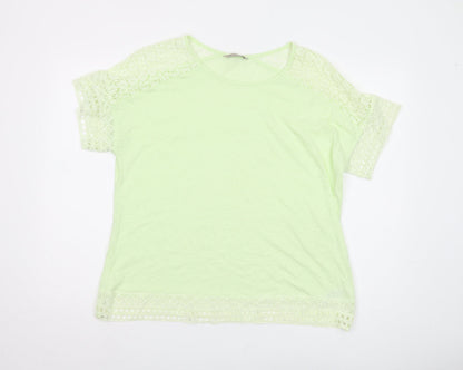 Additional front view of Marks & Spencer Green Crochet Accent T-Shirt, size 18