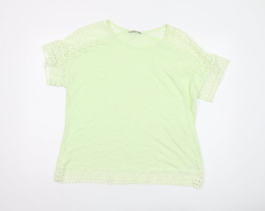 Marks and Spencer Green Crochet Accent T-Shirt, Size 18