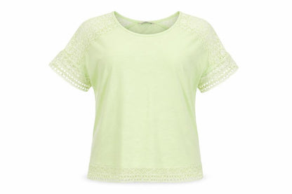 Front view of Marks & Spencer Green Crochet Accent T-Shirt, size 18