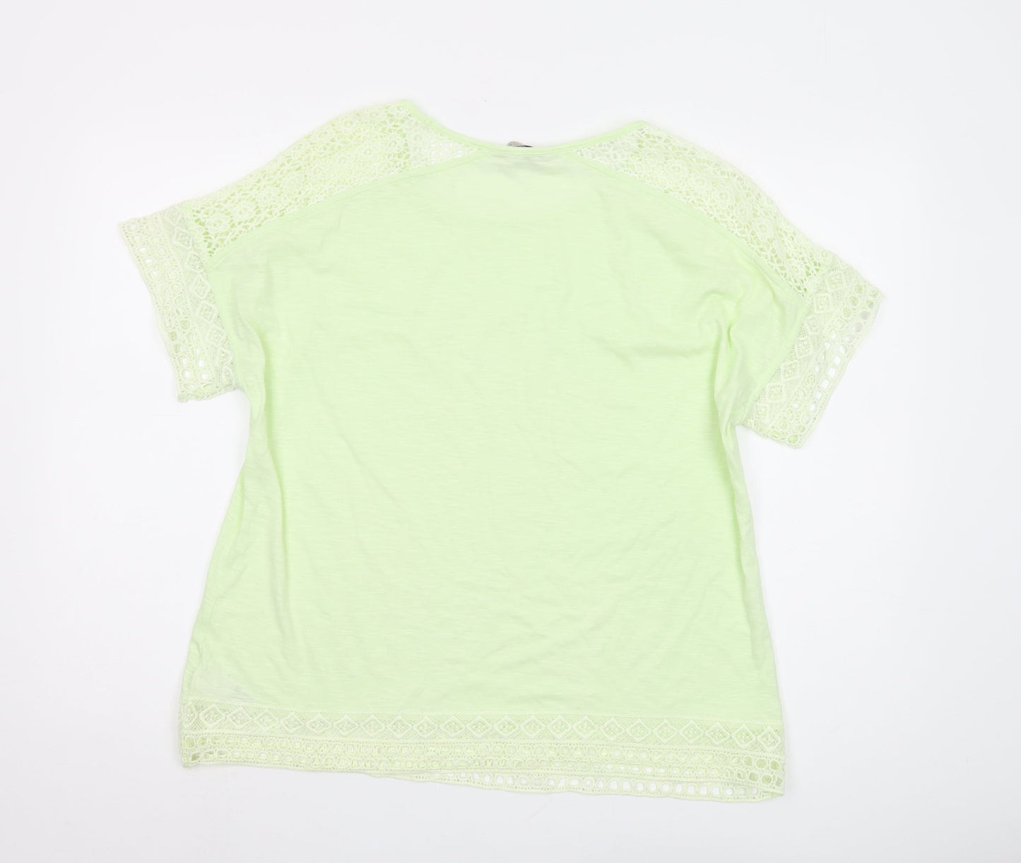 Marks and Spencer Green Crochet Accent T-Shirt, Size 18