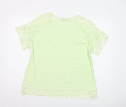 Back view of Marks & Spencer Green Crochet Accent T-Shirt, size 18