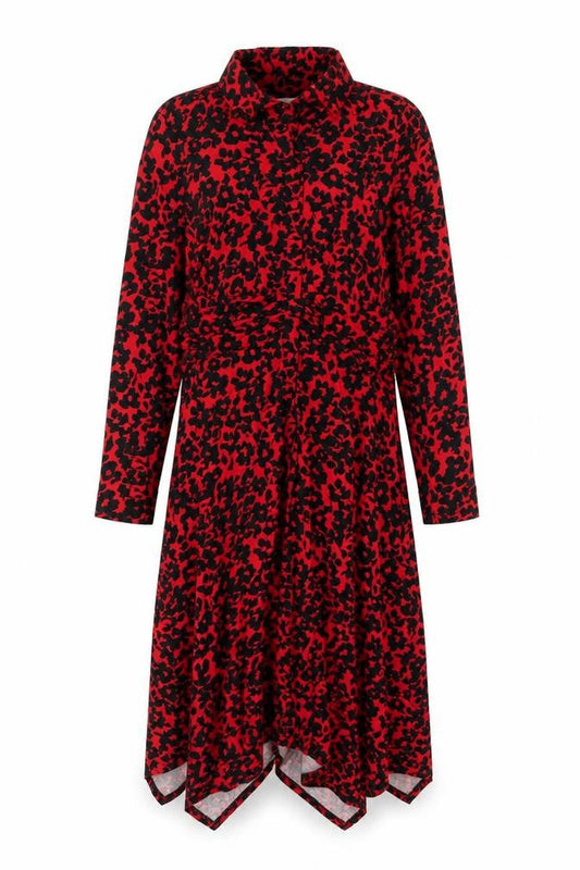 Monsoon Red Animal Print Shirt Dress M Womens