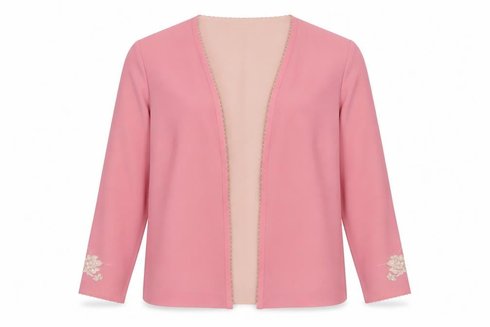 Jacques Vert Women's Pink Embroidered Jacket, Size 16