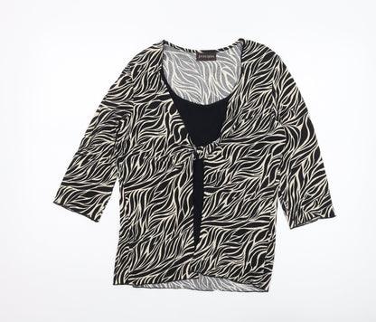 Additional front view of Principles Women's Black Animal Print Blouse -, size 14
