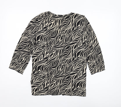 Back view of Principles Women's Black Animal Print Blouse -, size 14