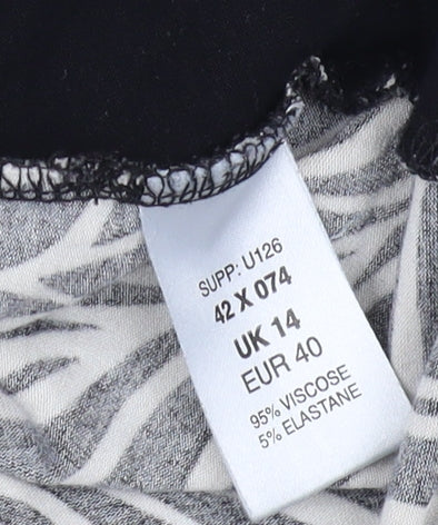 Close-up detail of Principles Women's Black Animal Print Blouse -, size 14