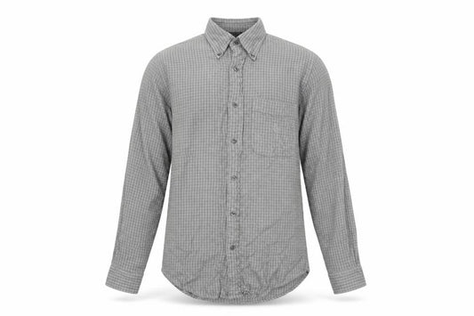 Nautica Men's Grey Check Long Sleeve Shirt S