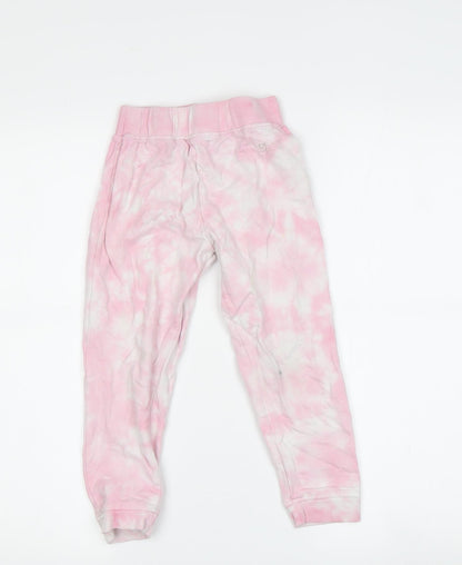 Additional front view of DKNY girls’ pink tie dye jogger leggings, size 4, years