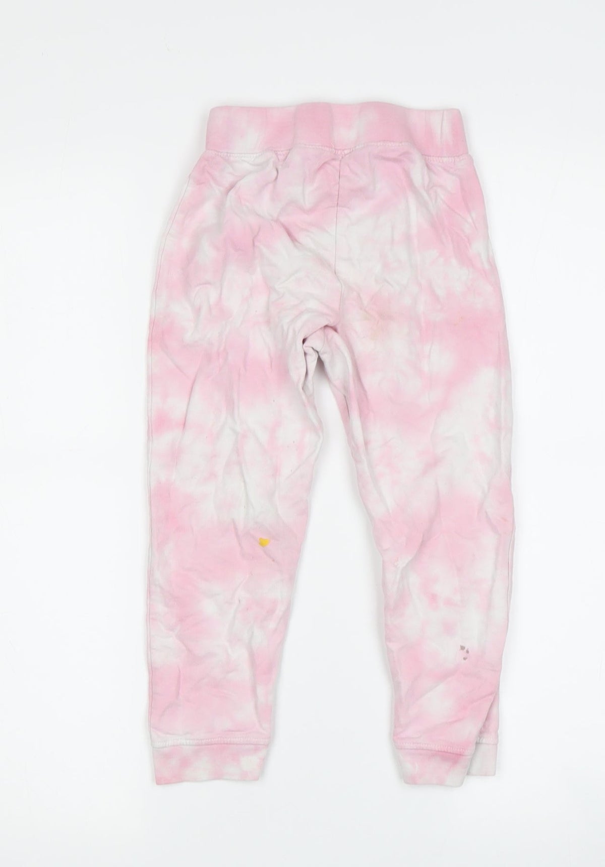 Back view of DKNY girls’ pink tie dye jogger leggings, size 4, years