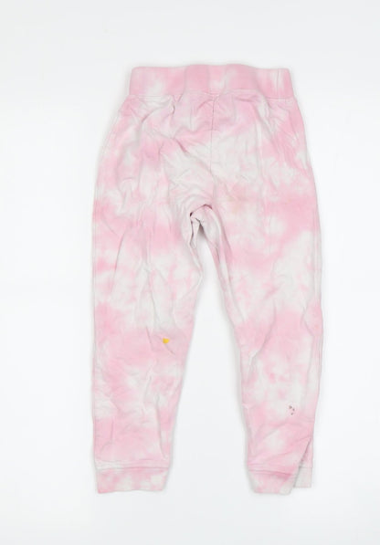Back view of DKNY girls’ pink tie dye jogger leggings, size 4, years