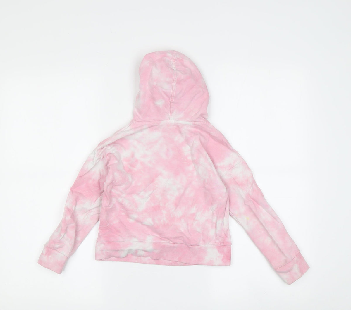 Back view of DKNY girls’ pink star tie-dye hoodie, 4 years, casual pullover