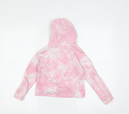 Back view of DKNY girls’ pink star tie-dye hoodie, 4 years, casual pullover