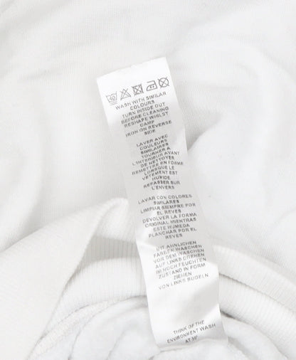 Brand and care label for ASOS Women's White Pullover Sweatshirt, size 10