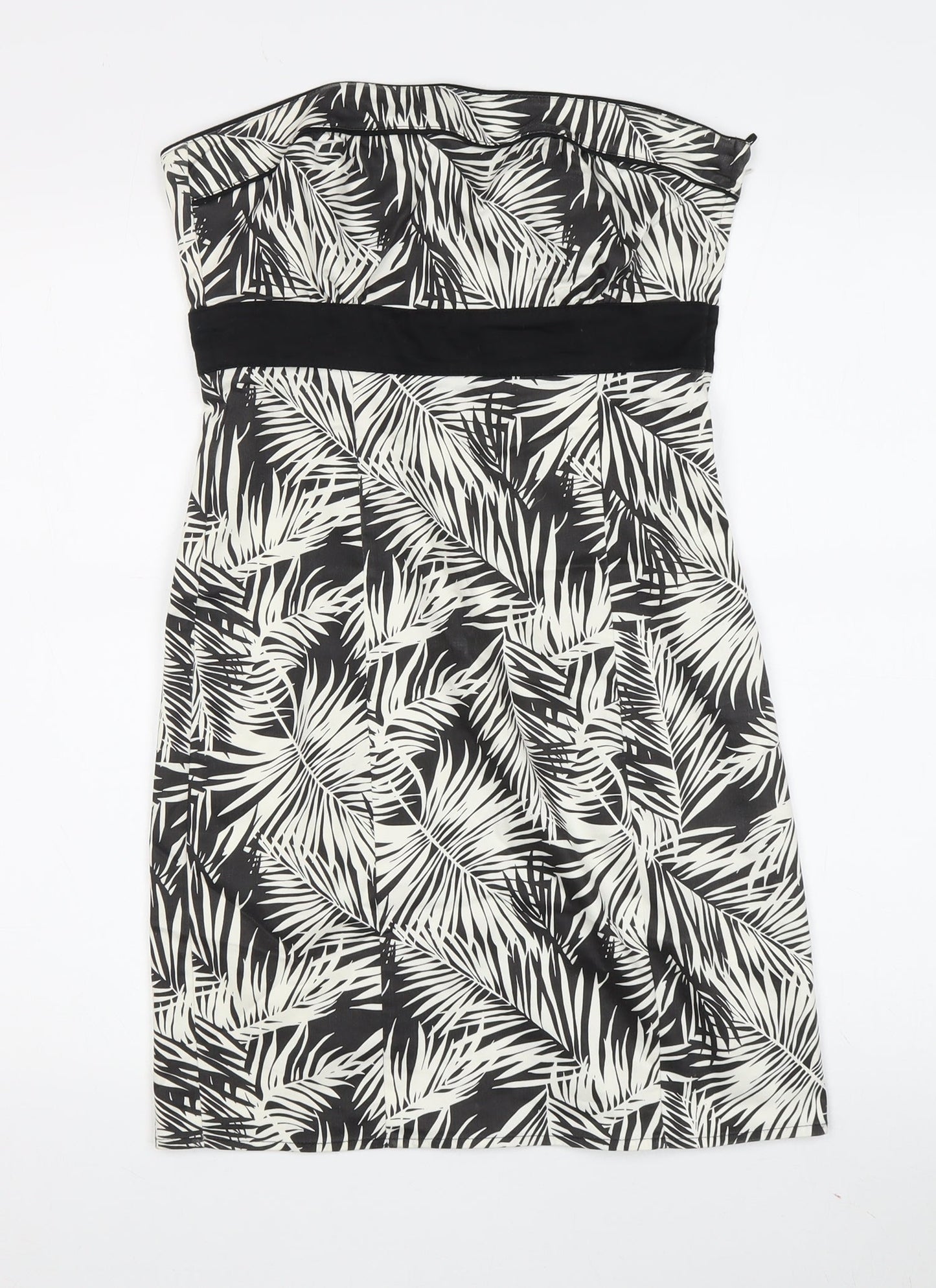 H&M Women’s Black Floral Strapless Dress Size 8