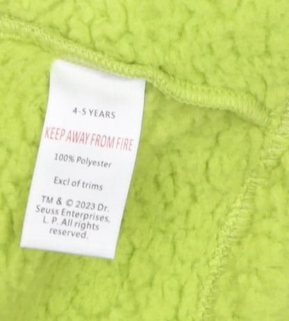 Brand and care label for The Grinch boys’ green hooded pullover hoodie 4-5 years