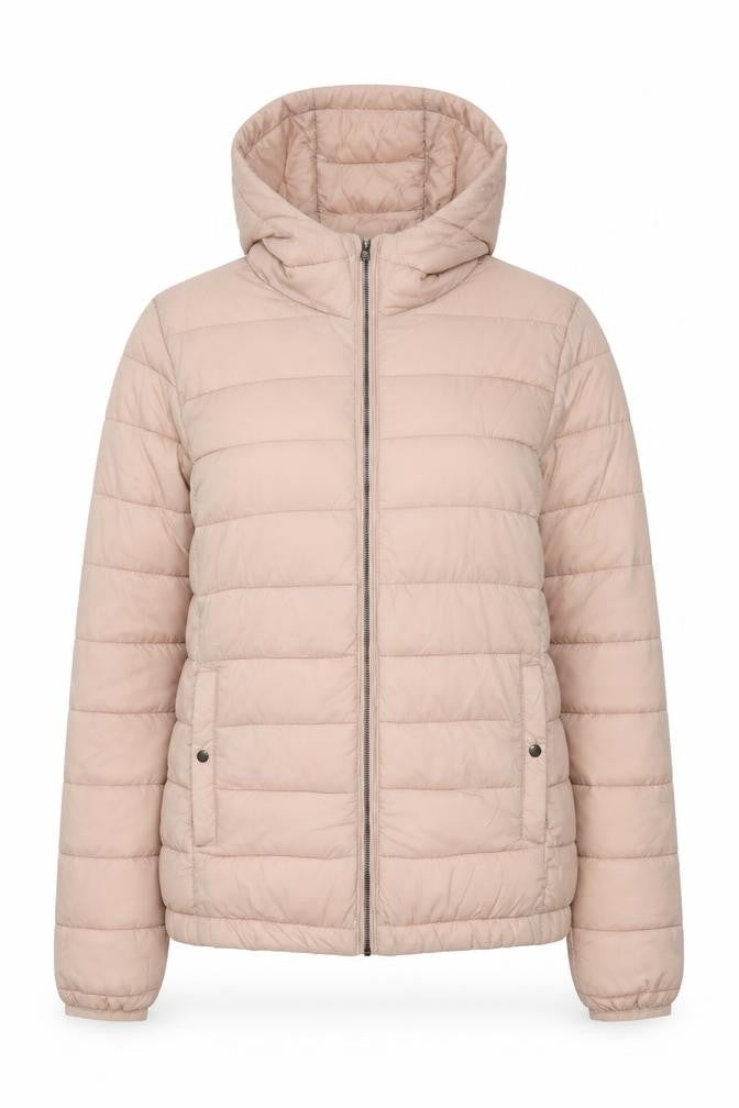 Pull&Bear Women's Beige Puffer Jacket S - Hooded, Winter