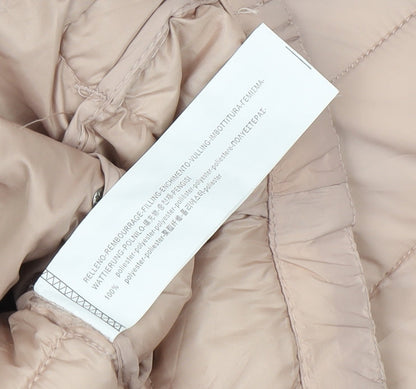 Pull&Bear Women's Beige Puffer Jacket S - Hooded, Winter