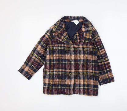 Additional front view of Anko boys’ multicoloured pea coat -, size 4, years, plaid, lined