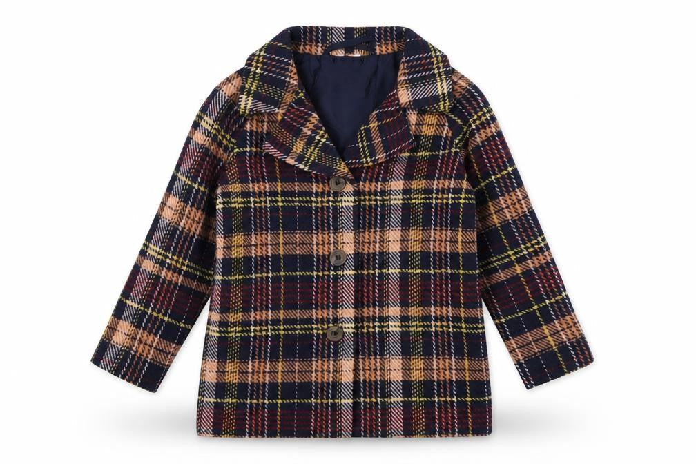 Anko Boys Multicoloured Pea Coat - Size 4 Years, Plaid, Lined