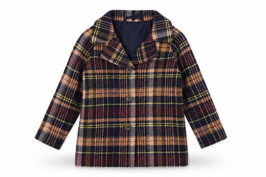 Anko Boys Multicoloured Pea Coat - Size 4 Years, Plaid, Lined