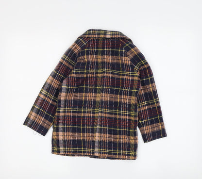 Back view of Anko boys’ multicoloured pea coat -, size 4, years, plaid, lined