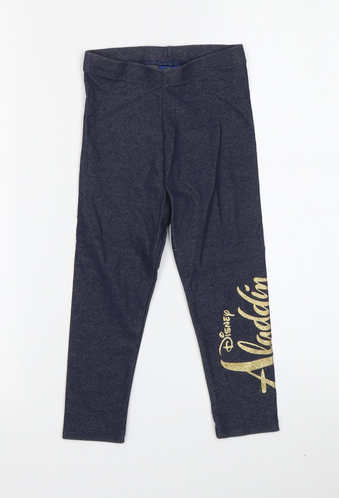 Additional front view of Disney Aladdin girls’ blue leggings 2-3 years ankle style