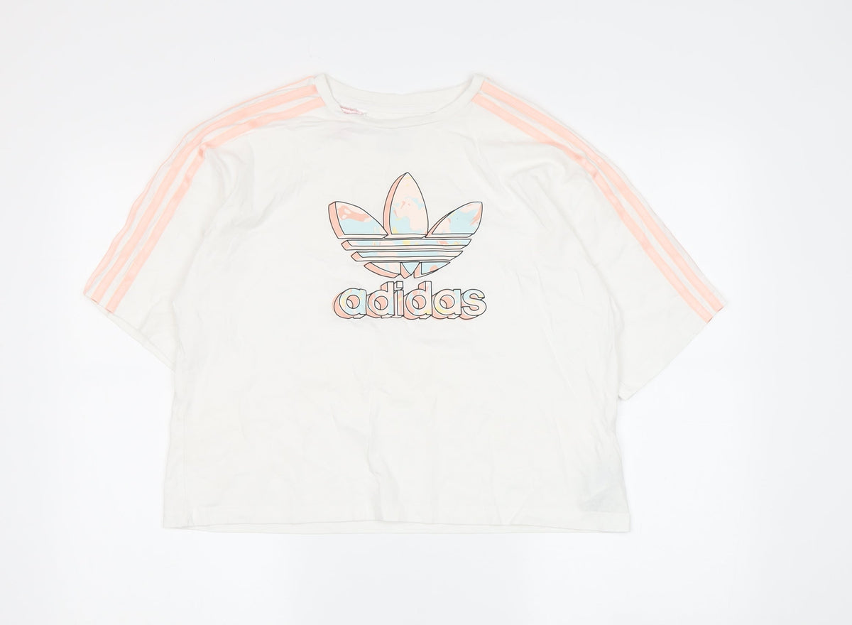 Additional front view of Adidas girls’ white short sleeve t-shirt, 14-15 years, cotton