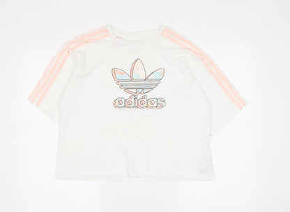 Additional front view of Adidas girls’ white short sleeve t-shirt, 14-15 years, cotton