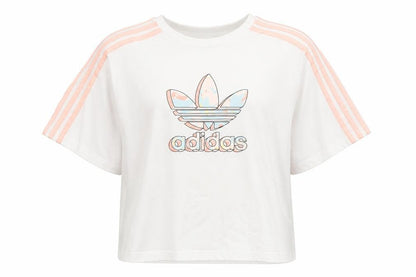 Front view of Adidas girls’ white short sleeve t-shirt, 14-15 years, cotton