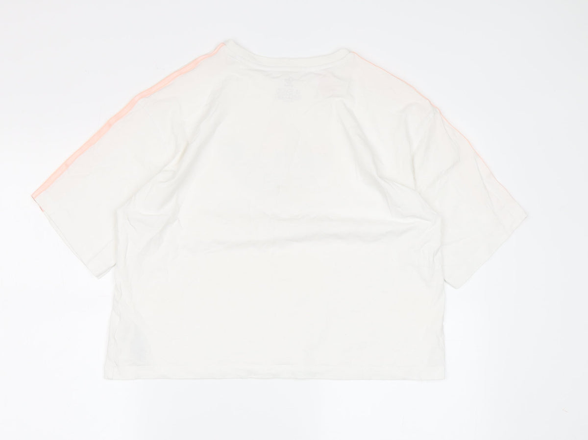 Back view of Adidas girls’ white short sleeve t-shirt, 14-15 years, cotton