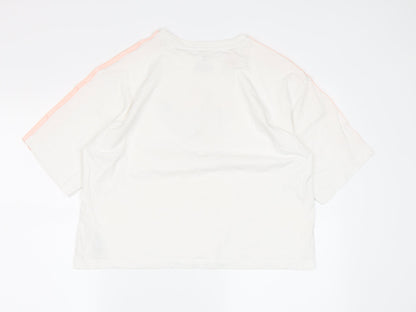 Back view of Adidas girls’ white short sleeve t-shirt, 14-15 years, cotton
