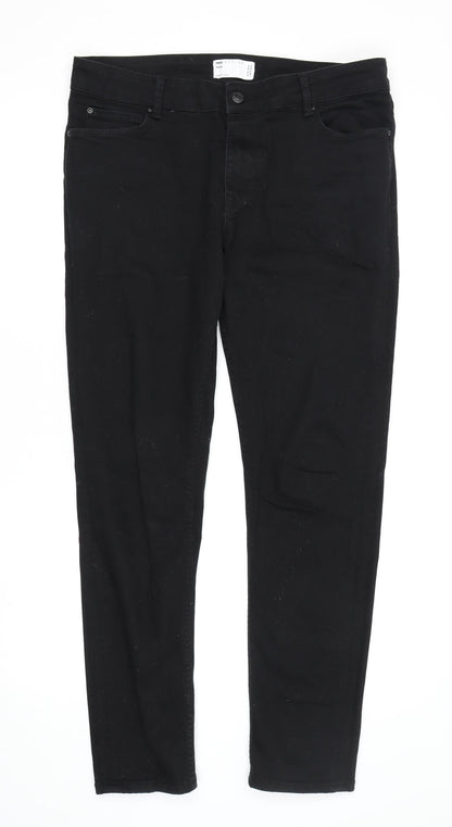 Additional front view of ASOS men’s black skinny jeans, size 32, regular