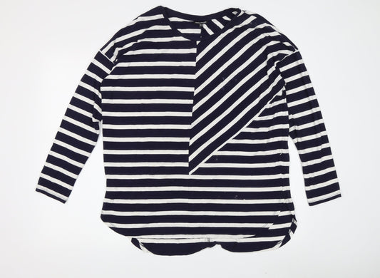 Warehouse Women's Black Striped T-Shirt, Size 12