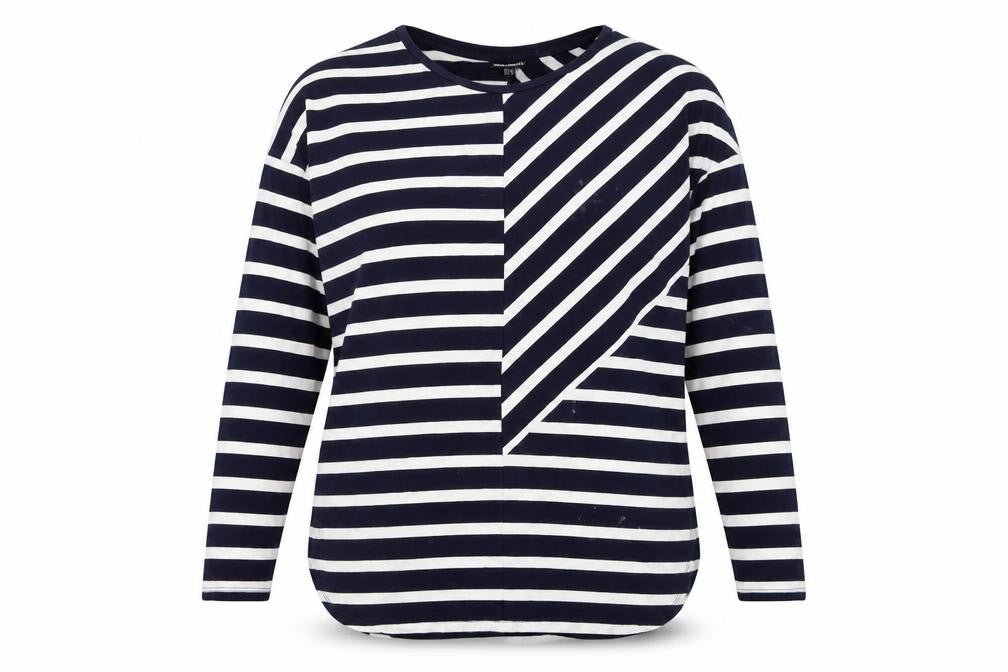 Warehouse Women's Black Striped T-Shirt, Size 12