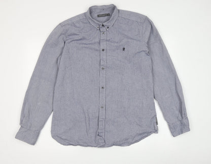 Additional front view of French Connection Men's Grey Long Sleeve Button-Up Shirt