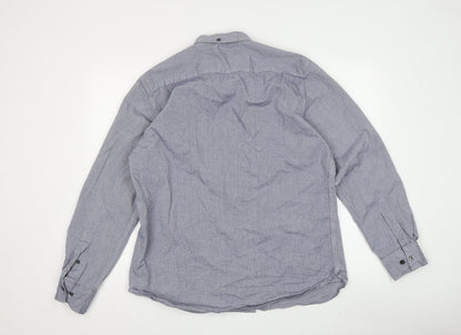 Back view of French Connection Men's Grey Long Sleeve Button-Up Shirt