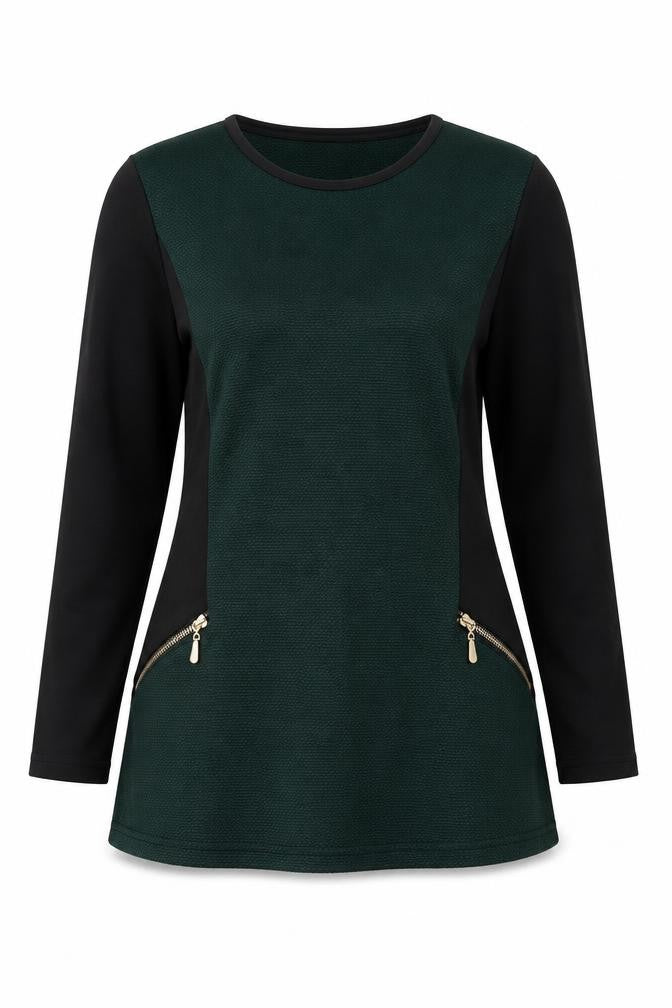 Chianti Women's Green Pullover Jumper, Size 14, Zip Accents